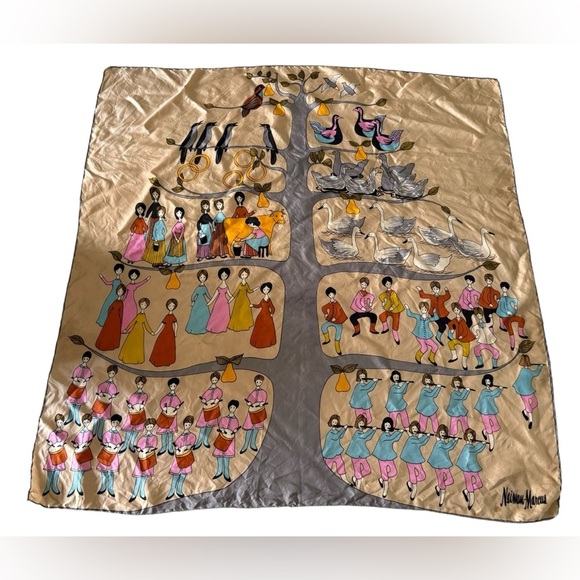 Vintage The twelve days of Christmas scarf Neiman Marcus - Picture 1 of 11